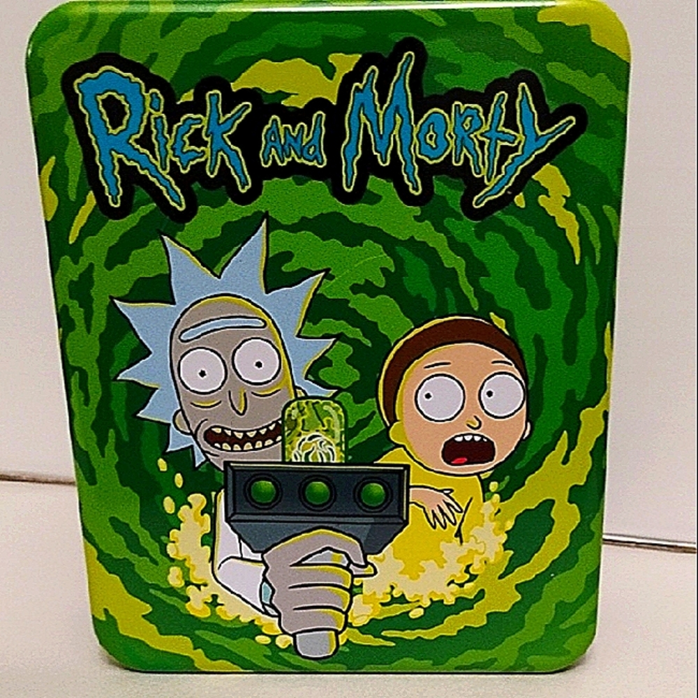 Rick N Morty Yellow Wallet x Buckle-Down. Green Black Tin